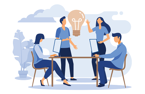 ひらめきが生まれるチームのイラスト