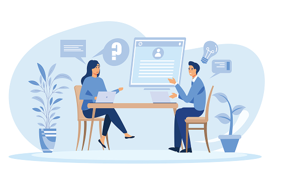 会話している男女のイラスト